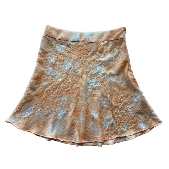 Free People Dresses & Skirts - Free People Womens Martine Flirt Tie Dye Skirt Size 6 Peach Front Slit A-line